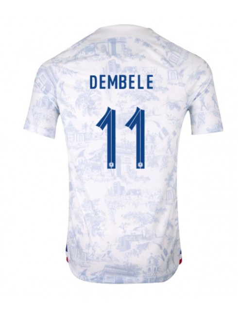 Frankrike Ousmane Dembele #11 Replika Borta Kläder VM 2022 Kortärmad